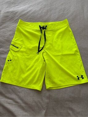 Under Armour Bright Neon Yellow Men’s Swim Board Shorts With Side Pocket